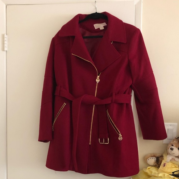 Michael Kors Jackets & Blazers - Michael Kors Asymmetrical Wool Red Coat